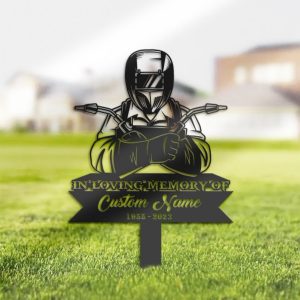 DINOZOZO Personalized Memorial Stake Welder Grave Marker Welder Sympathy Gifts Custom Metal Signs2