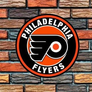 DINOZOZO Philadelphia Flyers Logo Round Metal Sign Ice Hockey Signs Gift for Fans Custom Metal Signs