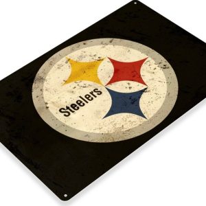 DINOZOZO Pittsburgh Steelers Retro Tin Sign Football Signs Gift for Fans Custom Metal Signs