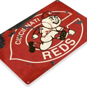 DINOZOZO Rustic Cincinnati Reds Baseball Gift for Fans Custom Metal Signs