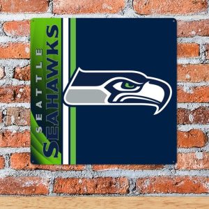 DINOZOZO Seattle Seahawks Football Metal Sign Gift for Fans Man Cave Decor Custom Metal Signs