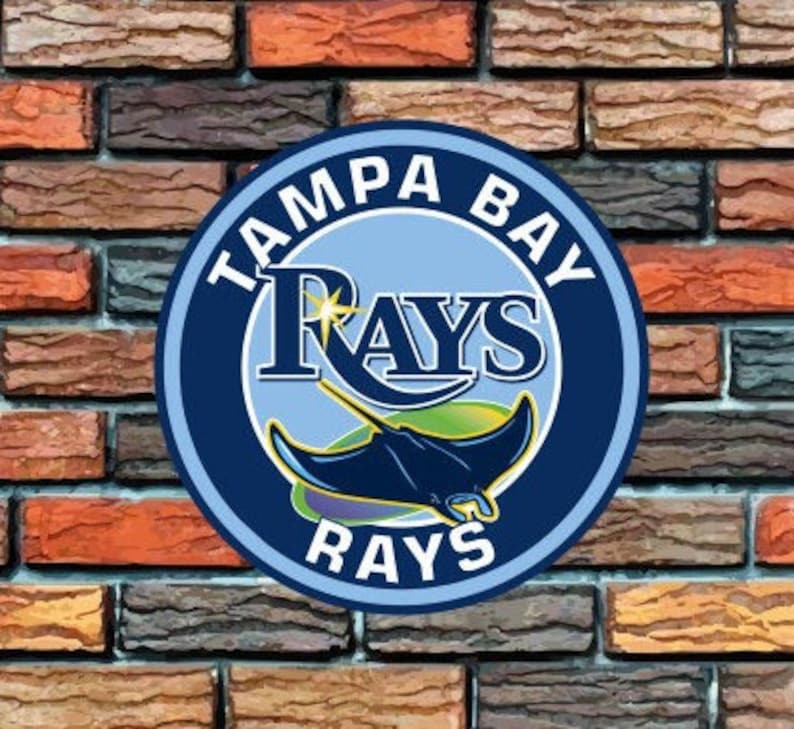 DINOZOZO Tampa Bay Rays Logo Round Metal Sign Baseball Signs Gift for Fans Custom Metal Signs