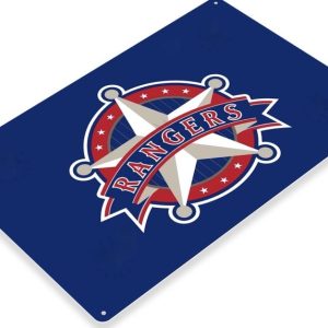 DINOZOZO Texas Rangers Tin Sign Baseball MLB Gift for Fans Custom Metal Signs