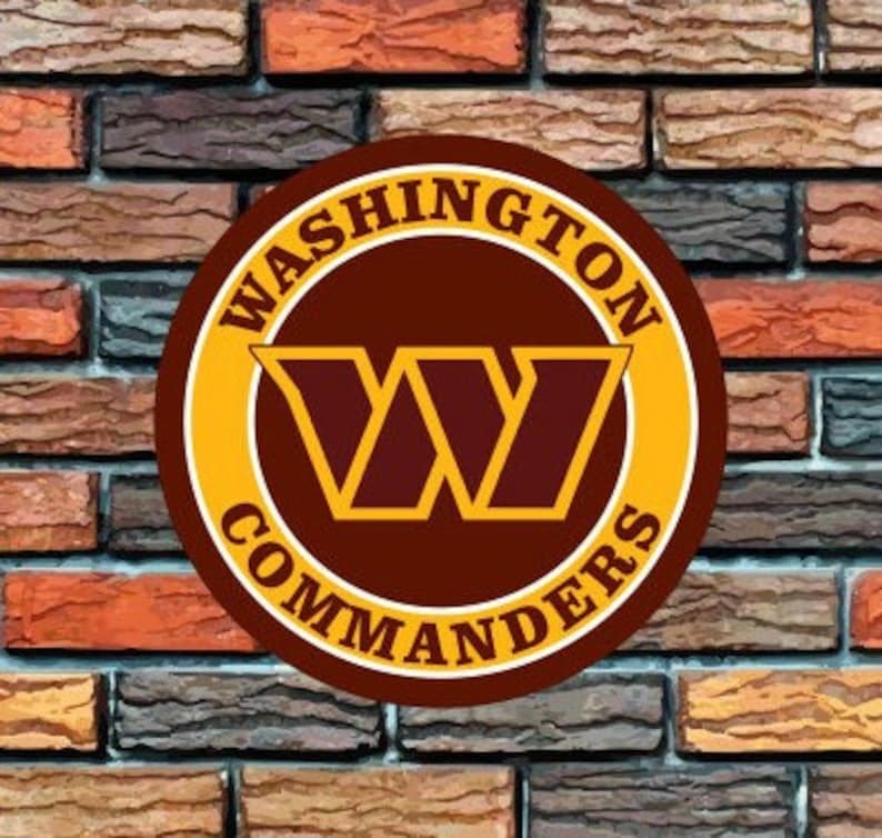DINOZOZO Washington Commanders Logo Round Metal Sign Football Signs Gift for Fans Custom Metal Signs