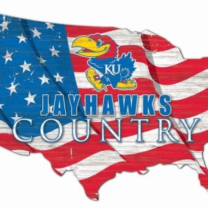 Kansas Jayhawks USA Country Flag Metal Sign The University of Kansas Signs Gift for Fans Custom Metal Signs