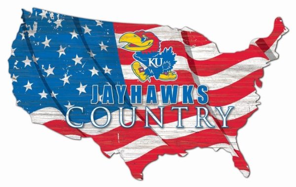 Kansas Jayhawks USA Country Flag Metal Sign The University of Kansas Signs Gift for Fans Custom Metal Signs