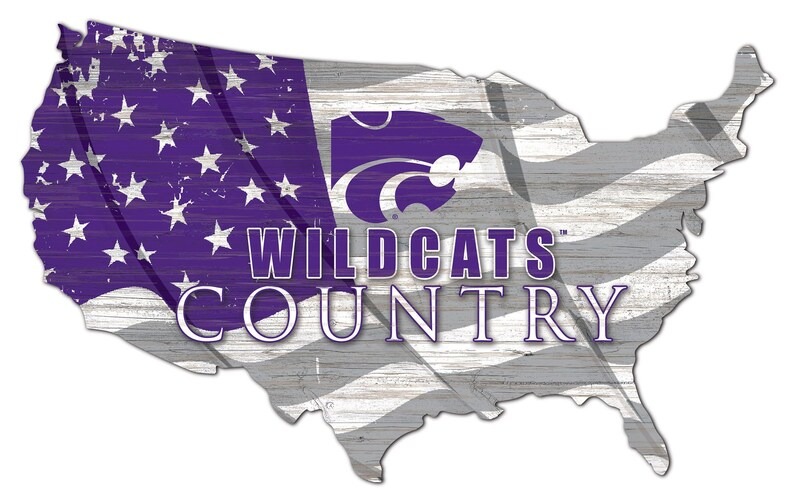 Kansas Wildcats USA Country Flag Metal Sign Kansas State University Athletics Signs Gift for Fans Custom Metal Signs
