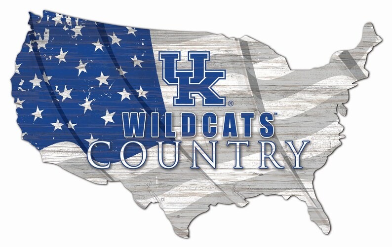 Kentucky Wildcats Tide USA Country Flag Metal Sign University of Kentucky Athletics Signs Gift for Fans Custom Metal Signs