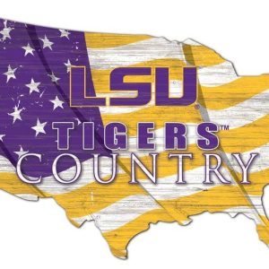 LSU Tigers USA Country Flag Metal Sign Louisiana State Signs Gift for Fans Custom Metal Signs