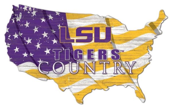 LSU Tigers USA Country Flag Metal Sign Louisiana State Signs Gift for Fans Custom Metal Signs