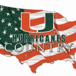 Miami Hurricanes USA Country Flag Metal Sign University of Miami Athletics Signs Gift for Fans Custom Metal Signs