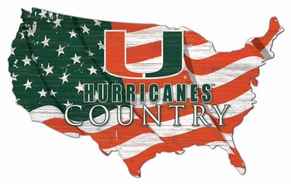 Miami Hurricanes USA Country Flag Metal Sign University of Miami Athletics Signs Gift for Fans Custom Metal Signs