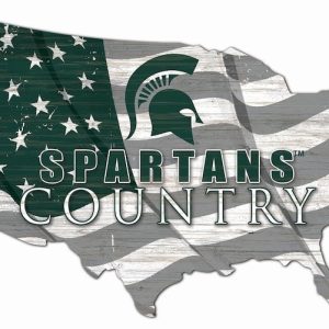 Michigan State Spartans USA Country Flag Metal Sign Michigan State University Athletics Signs Gift for Fans Custom Metal Signs