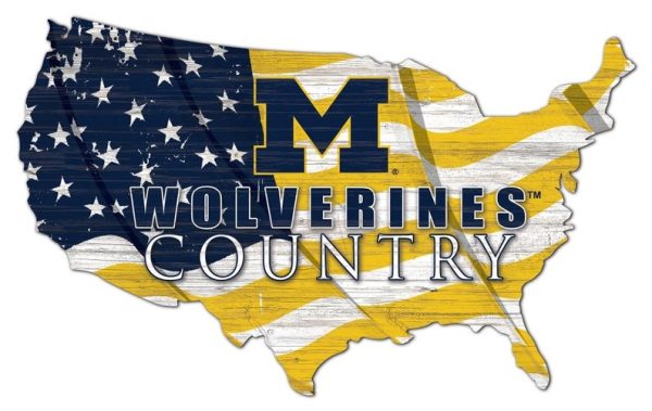 DINOZOZO Michigan Wolverines USA Country Flag Metal Sign University of Michigan Athletics Signs Gift for Fans Custom Metal Signs