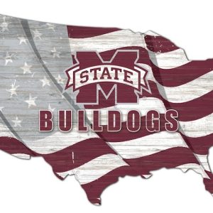 Mississippi State Bulldogs USA Country Flag Metal Sign Michigan State University Athletics Signs Gift for Fans Custom Metal Signs