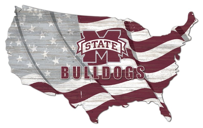 Mississippi State Bulldogs USA Country Flag Metal Sign Michigan State University Athletics Signs Gift for Fans Custom Metal Signs