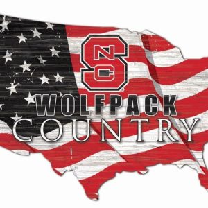 DINOZOZO NC State Wolfpack USA Country Flag Team Metal Sign North Carolina State University Athletics Signs Gift for Fans Custom Metal Signs