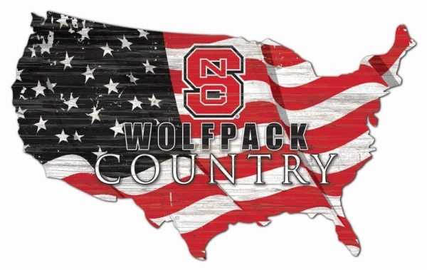DINOZOZO NC State Wolfpack USA Country Flag Team Metal Sign North Carolina State University Athletics Signs Gift for Fans Custom Metal Signs