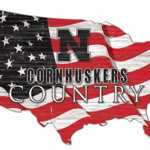 DINOZOZO Nebraska Cornhuskers USA Country Flag Metal Sign University of Nebraska Athletics Signs Gift for Fans Custom Metal Signs