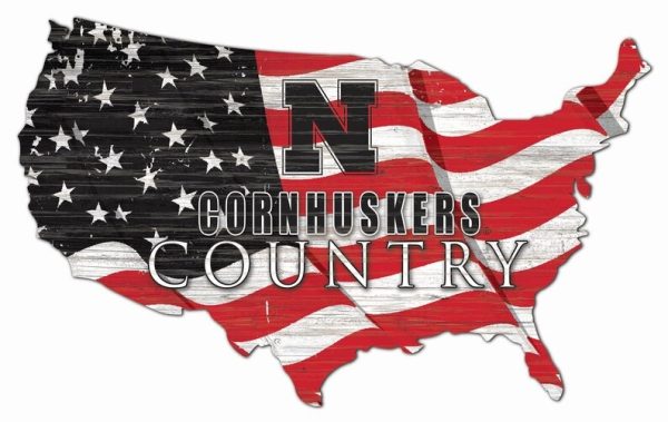 DINOZOZO Nebraska Cornhuskers USA Country Flag Metal Sign University of Nebraska Athletics Signs Gift for Fans Custom Metal Signs
