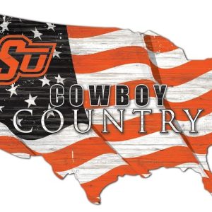 DINOZOZO Oklahoma State Cowboys USA Country Flag Metal Sign Oklahoma State University Athletics Signs Gift for Fans Custom Metal Signs