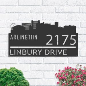 Personalized Arlington City Skyline Metal Address Sign House Number Plaque Realtor Closing Gift Custom Metal Sign1