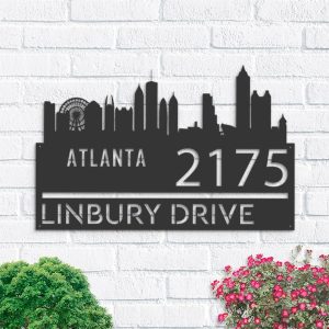 Personalized Atlanta City Skyline Metal Address Sign House Number Plaque Realtor Closing Gift Custom Metal Sign1