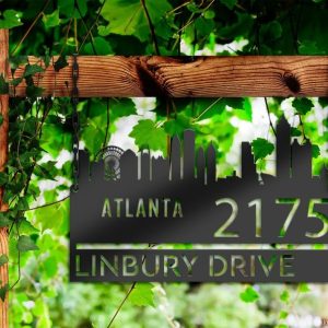 Personalized Atlanta City Skyline Metal Address Sign House Number Plaque Realtor Closing Gift Custom Metal Sign2