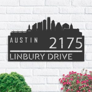 Personalized Austin City Skyline Metal Address Sign House Number Plaque Realtor Closing Gift Custom Metal Sign1