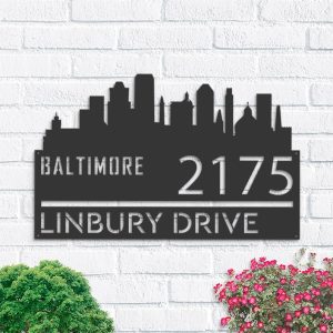 Personalized Baltimore City Skyline Metal Address Sign House Number Plaque Realtor Closing Gift Custom Metal Sign1