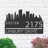 Personalized Boston City Skyline Metal Address Sign House Number Plaque Realtor Closing Gift Custom Metal Sign1