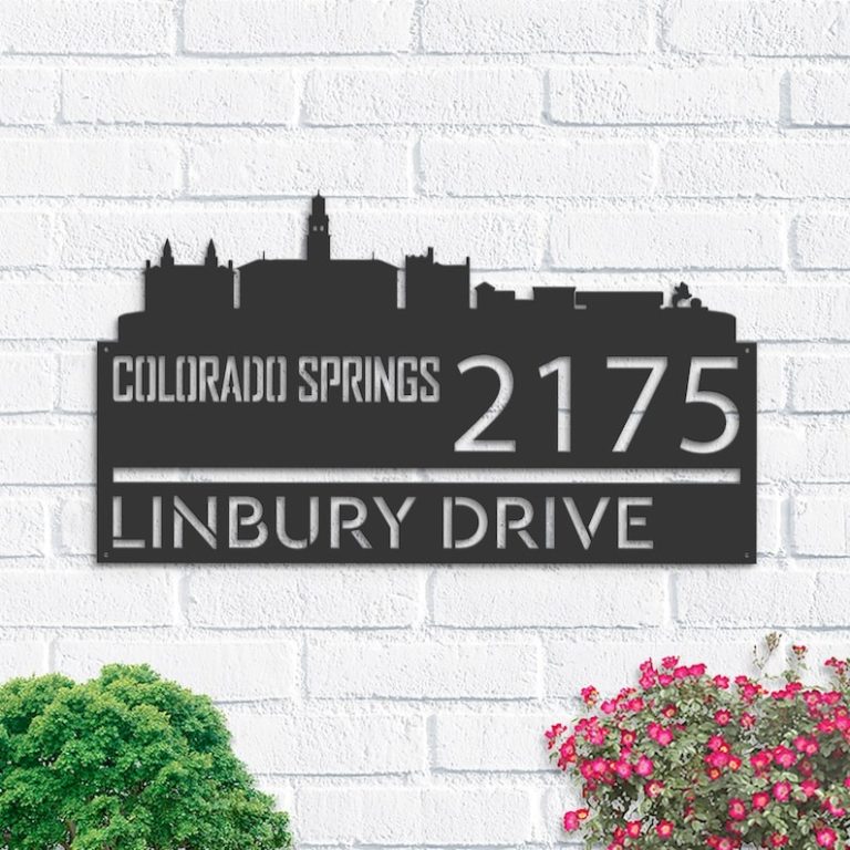 Personalized Colorado Springs City Skyline Metal Address Sign House ...