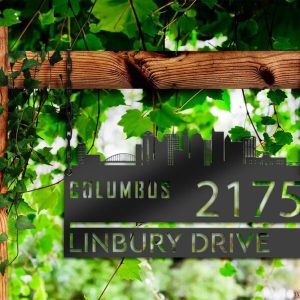 Personalized Columbus City Skyline Metal Address Sign House Number Plaque Realtor Closing Gift Custom Metal Sign3