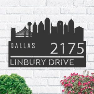 Personalized Dallas City Skyline Metal Address Sign House Number Plaque Realtor Closing Gift Custom Metal Sign1