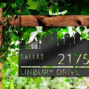 Personalized Dallas City Skyline Metal Address Sign House Number Plaque Realtor Closing Gift Custom Metal Sign2