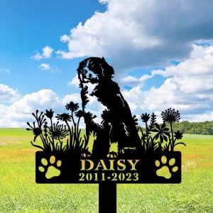 Personalized Dog Memorial Stake Bernese Mountain Dog 12x12 inch Grave Marker Dog Loss Gift Sympathy Gift for Dog Lover 1