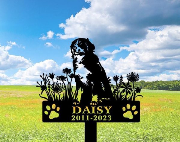 DINOZOZO Personalized Dog Memorial Stake Bernese Mountain Dog Grave Marker Dog Memorial Gifts Custom Metal Signs