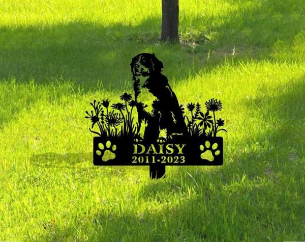 DINOZOZO Personalized Dog Memorial Stake Bernese Mountain Dog Grave Marker Dog Memorial Gifts Custom Metal Signs