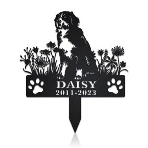 DINOZOZO Personalized Dog Memorial Stake Bernese Mountain Dog Grave Marker Dog Memorial Gifts Custom Metal Signs