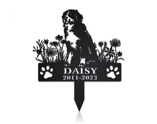 DINOZOZO Personalized Dog Memorial Stake Bernese Mountain Dog Grave Marker Dog Memorial Gifts Custom Metal Signs