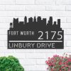 Personalized Fort Worth City Skyline Metal Address Sign House Number Plaque Realtor Closing Gift Custom Metal Sign1