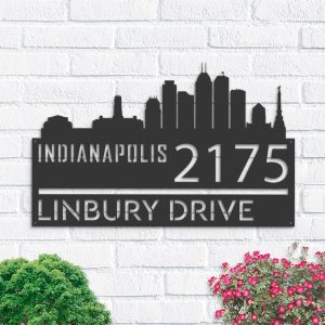 Personalized Indianapolis City Skyline Metal Address Sign House Number Plaque Realtor Closing Gift Custom Metal Sign1