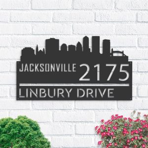 Personalized Jacksonville City Skyline Metal Address Sign House Number Plaque Realtor Closing Gift Custom Metal Sign1