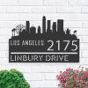 Personalized Los Angeles City Skyline Metal Address Sign House Number Plaque Realtor Closing Gift Custom Metal Sign1
