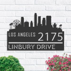 Personalized Los Angeles City Skyline Metal Address Sign House Number Plaque Realtor Closing Gift Custom Metal Sign1