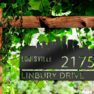 Personalized Louisville City Skyline Metal Address Sign House Number Plaque Realtor Closing Gift Custom Metal Sign2