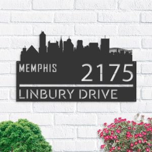 Personalized Memphis City Skyline Metal Address Sign House Number Plaque Realtor Closing Gift Custom Metal Sign1