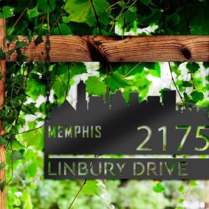 Personalized Memphis City Skyline Metal Address Sign House Number Plaque Realtor Closing Gift Custom Metal Sign2