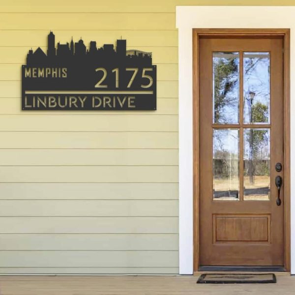 Personalized Memphis City Skyline Metal Address Sign House Number Plaque Realtor Closing Gift Custom Metal Sign