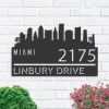 Personalized Miami City Skyline Metal Address Sign House Number Plaque Realtor Closing Gift Custom Metal Sign1